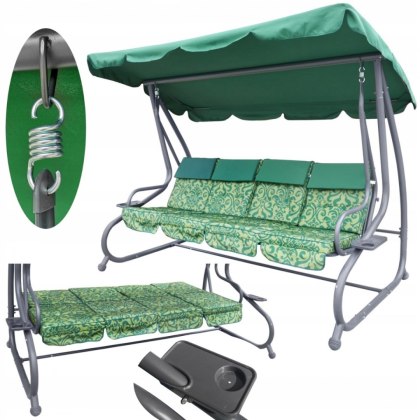 Huśtawka rodzinna 2w1 bujana rozkładana ławka 4-osobowa [8078 Z]