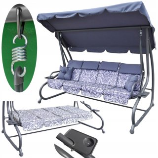 Huśtawka rodzinna 2w1 bujana rozkładana ławka 4-osobowa [8078 SZ]