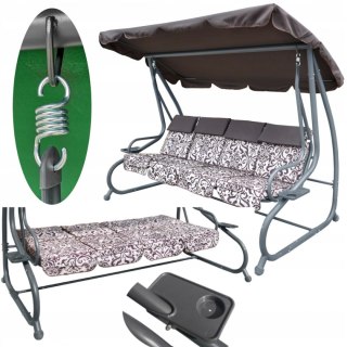 Huśtawka rodzinna 2w1 bujana rozkładana ławka 4-osobowa [8078 B]