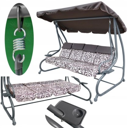Huśtawka rodzinna 2w1 bujana rozkładana ławka 4-osobowa [8078 B]