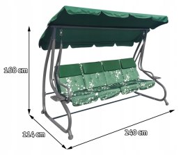 [8078 MOT] Huśtawka rodzinna 2w1 bujana rozkładana ławka 4-osobowa