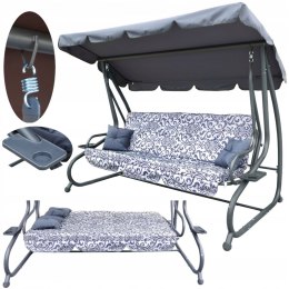 [8011.PAT.SZ] Duża huśtawka rozkładana leżanka ogrodowa 2w1 4os.