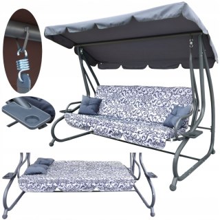 Duża huśtawka rozkładana leżanka ogrodowa 2w1 4os. [8011.PAT.SZ]