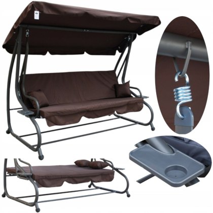 Duża huśtawka rozkładana leżanka ogrodowa 2w1 4os. [8011.CB]