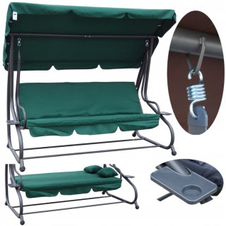 Duża huśtawka rozkładana leżanka ogrodowa 2w1 4os. [8011.ZIE]