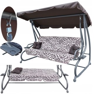 Duża huśtawka rozkładana leżanka ogrodowa 2w1 4os. [8011.PAT.CB]