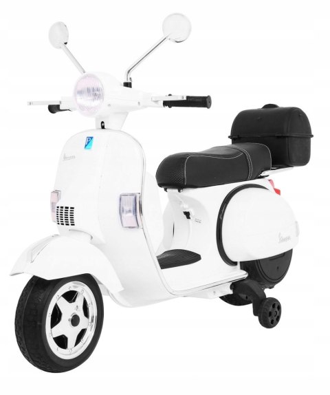 Skuter Vespa elektryczny dla dzieci + Kółka pomocnicze + Audio + Ekoskóra + EVA + Wolny Start