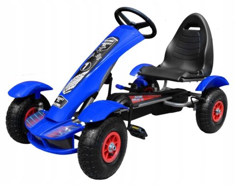 Gokart na pedały Racing XL dla dzieci 3+ + Pompowane koła + Regulacja fotela + Wolny bieg