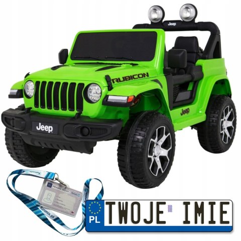 [JWR555] Jeep Wrangler Rubicon [4X45W, 14Ah] koła EVA, pokrowiec, pilot, LED, MP3, BT - zielony