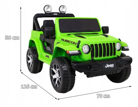 [JWR555] Jeep Wrangler Rubicon [4X45W, 14Ah] koła EVA, pokrowiec, pilot, LED, MP3, BT - zielony