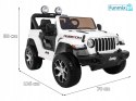 [JWR555] Jeep Wrangler Rubicon [4X45W, 10Ah] koła EVA, pokrowiec, pilot, LED, MP3, BT - biały