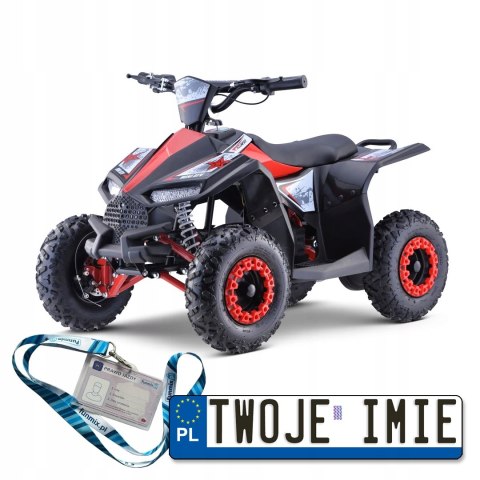 [ATV-11E] Quad HIPERFECT 35km/h [1000W, 12Ah-48V] silnik bezszczotkowy 48V, koła pompowane, hamulce tarczowe, LED - czerwony