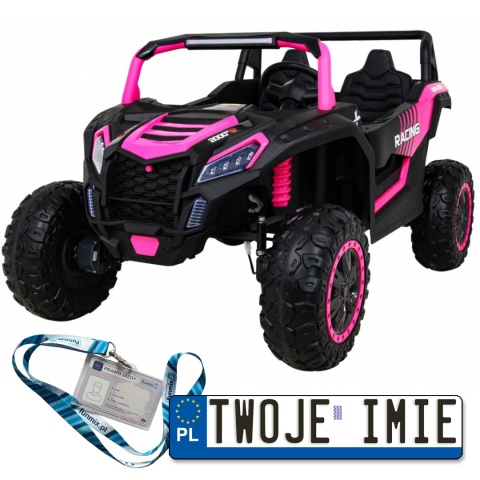 Auto Buggy ATV racing na akumulator różowy napęd 4X4 pilot MP3 LED