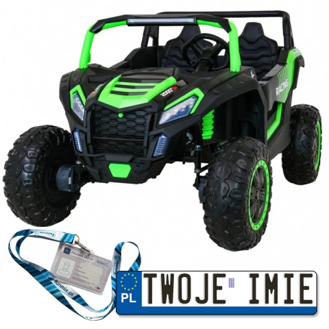 Auto Buggy ATV racing na akumulator zielony napęd 4X4 pilot MP3 LED