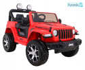 [JWR555] Jeep Wrangler Rubicon [4X45W, 14Ah] koła EVA, pokrowiec, pilot, LED, MP3, BT - czerwony