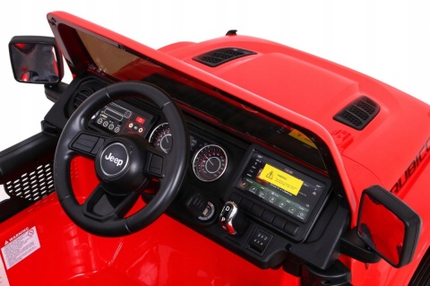 [JWR555] Jeep Wrangler Rubicon [4X45W, 14Ah] koła EVA, pokrowiec, pilot, LED, MP3, BT - czerwony