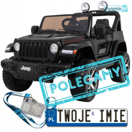 [JWR555] Jeep Wrangler Rubicon [4X45W, 10Ah) koła EVA, pokrowiec, pilot, LED, MP3, BT - czarny