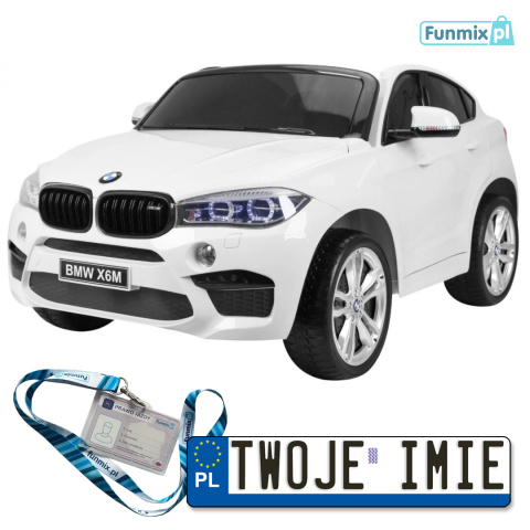 BMW X6M XXL Lakierowane Auto na akumulator Pilot Ekoskóra Pasy Wolny Start MP3 LED