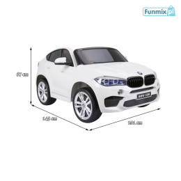 BMW X6M XXL Lakierowane Auto na akumulator Pilot Ekoskóra Pasy Wolny Start MP3 LED