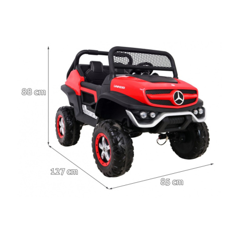 Mercedes Benz Unimog 4x4 terenowy Pojazd na akumulator pilot bagażnik wolny start MP3 LED