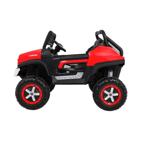 Mercedes Benz Unimog 4x4 terenowy Pojazd na akumulator pilot bagażnik wolny start MP3 LED