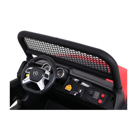 Mercedes Benz Unimog 4x4 terenowy Pojazd na akumulator pilot bagażnik wolny start MP3 LED