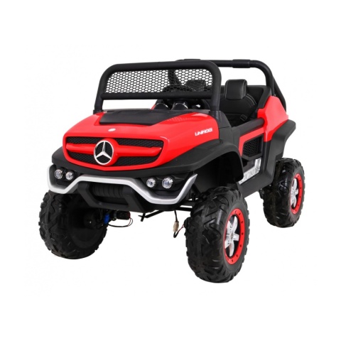 Mercedes Benz Unimog 4x4 terenowy Pojazd na akumulator pilot bagażnik wolny start MP3 LED