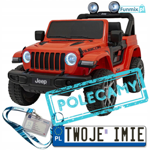 [JWR555] Jeep Wrangler Rubicon [4X45W, 14Ah) koła EVA, pokrowiec, pilot, LED, MP3, BT - pomarańczowy