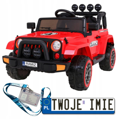 [BRD-7588] Terenowy Full Time 4WD [4X40W, 10Ah] koła EVA, pokrowiec, pilot, LED, MP3 - czerwony
