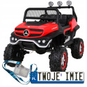 Mercedes Benz Unimog 4x4 terenowy Pojazd na akumulator pilot bagażnik wolny start MP3 LED