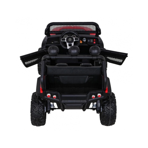 Mercedes Benz Unimog 4x4 terenowy Pojazd na akumulator pilot bagażnik wolny start MP3 LED