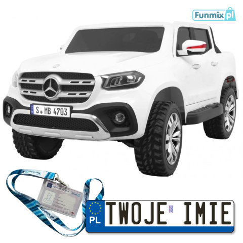 Mercedes Benz X-Class Pojazd 4x4 Auto na akumulator Pilot MP4 LED EVA