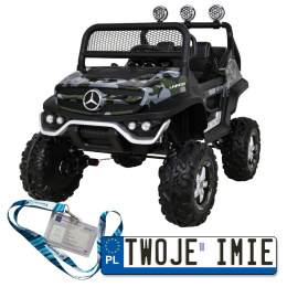 Pojazd Mercedes Benz Unimog na akumulator Lakier 4x4 Pilot MP3 LED