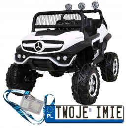 Pojazd mercedes benz unimog dla dzieci napęd 4x4 pilot wolny start MP3 LED