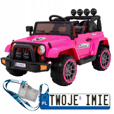 [BRD-7588] Terenowy Full Time 4WD [4X40W, 10Ah] koła EVA, pokrowiec, pilot, LED, MP3 - różowy