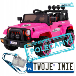 [BRD-7588] Terenowy Full Time 4WD [4X40W, 10Ah] koła EVA, pokrowiec, pilot, LED, MP3 - różowy