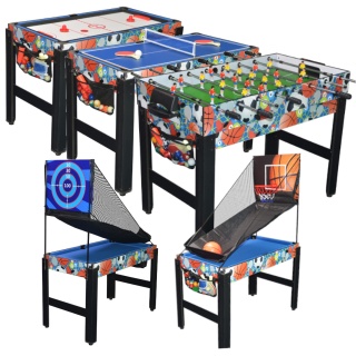 Stół do gier 6w1 piłkarzyki, cymbergaj, ping pong, koszykówka, strzelnica, bilard [M48750N(6)]