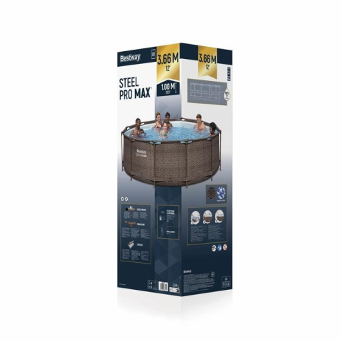 [56709] Basen stelażowy rattan 366x100cm 9w1 - Bestway