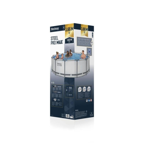 [56418] Basen ogrodowy stelażowy 366x100cm zestaw pompa, drabinka - Bestway