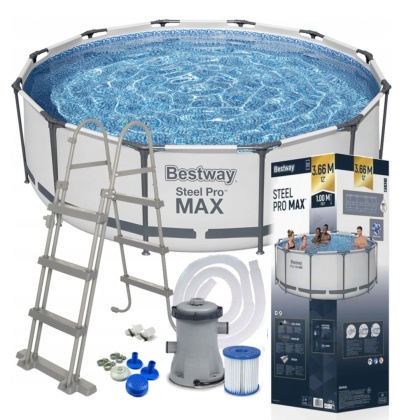 Basen ogrodowy stelażowy 366x100cm zestaw pompa, drabinka - Bestway [56418]
