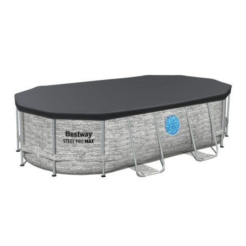 [56714] Basen stelażowy ogrodowy 427x250x100cm drabinka pompa pokrywa - Bestway