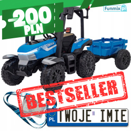 Duży traktor blast z przyczepką kabiną 2x200w 24v/7AH LED pilot pokrowiec