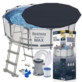 ZESTAW Basen stelażowy 366x100cm zestaw pompa drabinka pokrywa - Bestway [56418+58037]