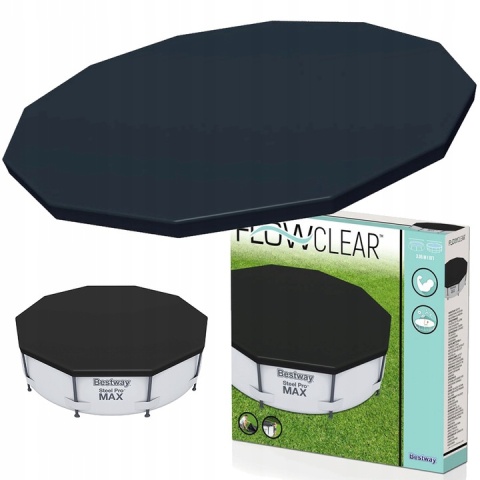 [56709+58037+58002] ZESTAW - Basen stelażowy rattan 366x100cm pokrywa, mata - Bestway