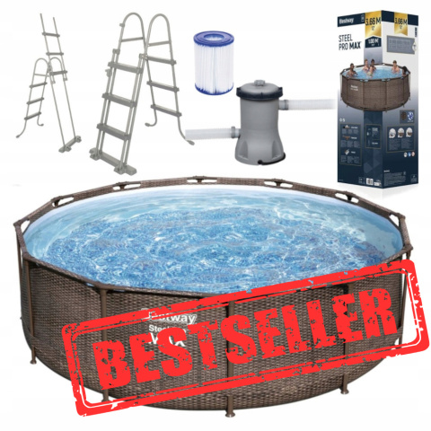 [56709] Basen stelażowy rattan 366x100cm 9w1 - Bestway