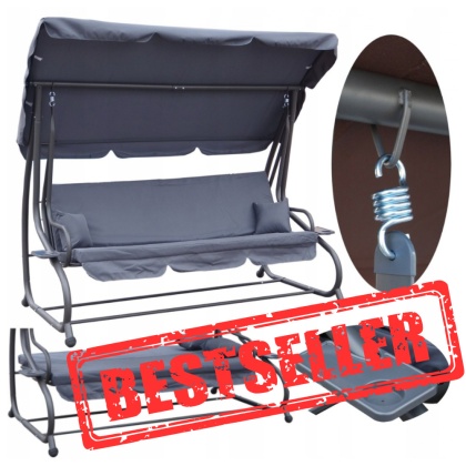 Duża huśtawka rozkładana leżanka ogrodowa 2w1 4os. [8011.SZ]