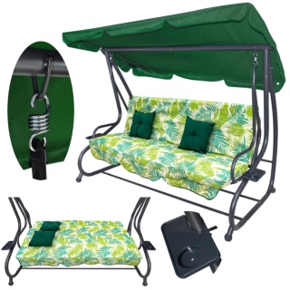 Duża huśtawka rozkładana leżanka ogrodowa 2w1 300 kg daszek leżak [8011.PALMA]