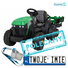 Pojazd traktor titanium z przyczepą dla dzieci 2X45W ekoskóra EVA MP3 AUX