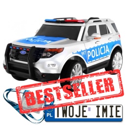 [ CH9935.EXL ] Suv Policja na akumulator autko dla dzieci [2X45W, 7Ah-12V] koła EVA syreny światła megafon + pilot