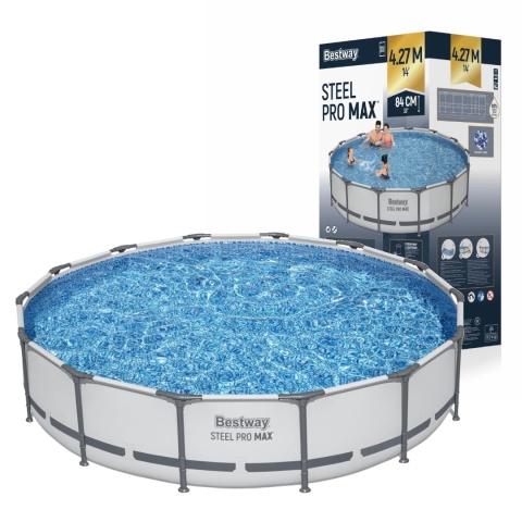 [56595] Basen stelażowy Steel Pro MAX 427x84 14FT 3w1 Pompa, Filtr - Bestway